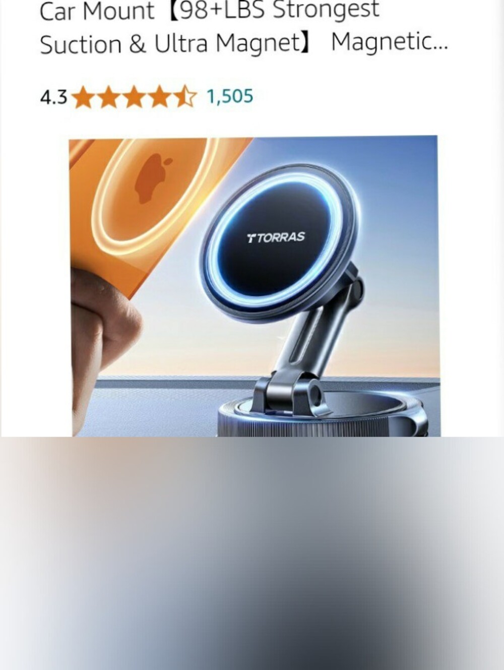 TORRAS Magnetic Magsafe Car Mount - Black with Blue LED